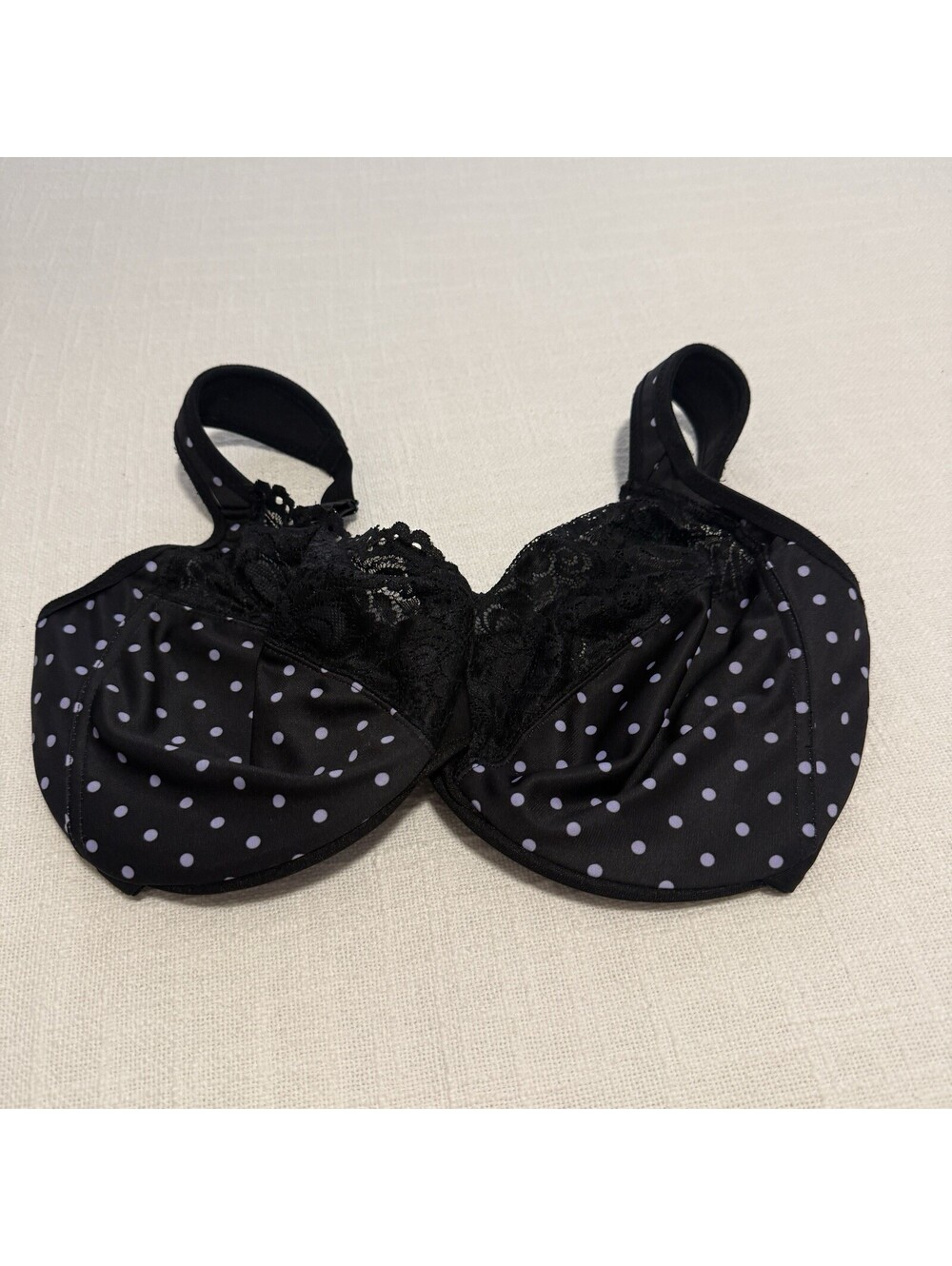 Glamorise 36G Front-Closure Wonder Wire Bra 1245 Underwire Black Polka Dot